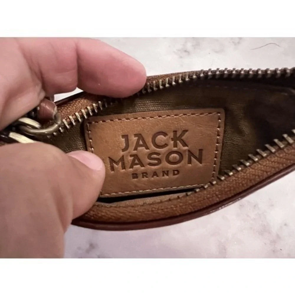 Jack Mason Brown Leather ID Holder Coin Pouch Texas A&M Charm Tassel Zipper